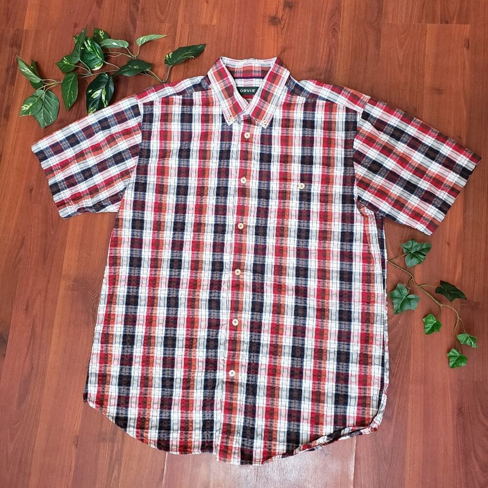 Orvis Mens Multi Color Plaid Button Down